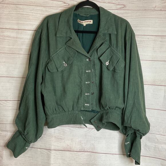 New Free People Billy Saddle Green Jacket Women's Size XS - Picture 4 of 7